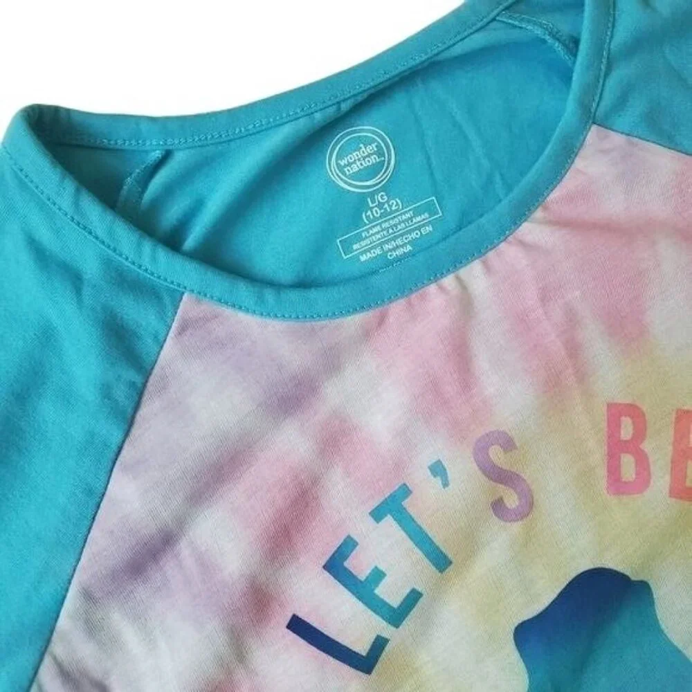 Wonder‎ Nation big girls sleep gown 3 piece set Size Large (10-12) blue color